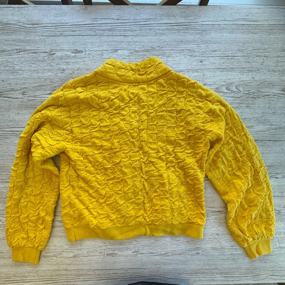 Free People Beach Sunny Yellow Button Down Bomber Cardigan M - Picture 3 of 10